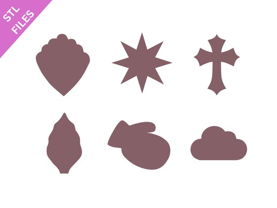 STL clay micro cutters files for 3D printing Sharp earring cutter Cross Cloud Star Glove Flower petals Leaf download file for resin machine