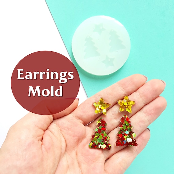 Silicone earrings mold "Christmas"  for resin and epoxy mould for jewelry "Christmas tree, Stars"