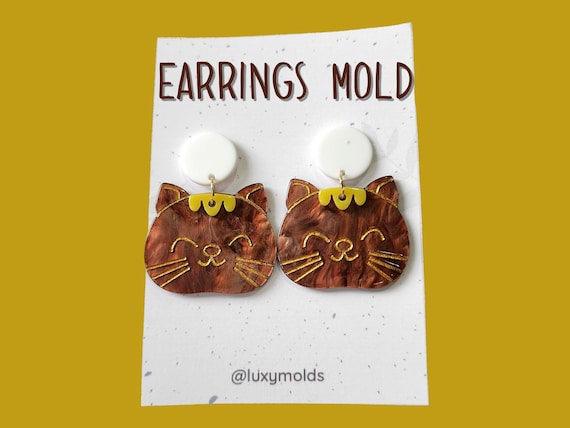Silicone earrings mold / Silicone epoxy mold / Silicone earring moulds / Silicone UV resin molds / Cat earring silicone jewelry mold