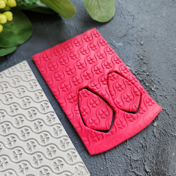 Polymer clay Texture mat Texture tile Clay stamp Polymer clay supplies Texture stencils "Flowers" design clay texture Rubber mat T-38