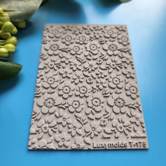 Polymer clay Texture tile Texture mat Clay stamp Polymer clay texture stencils "Flowers" T-175