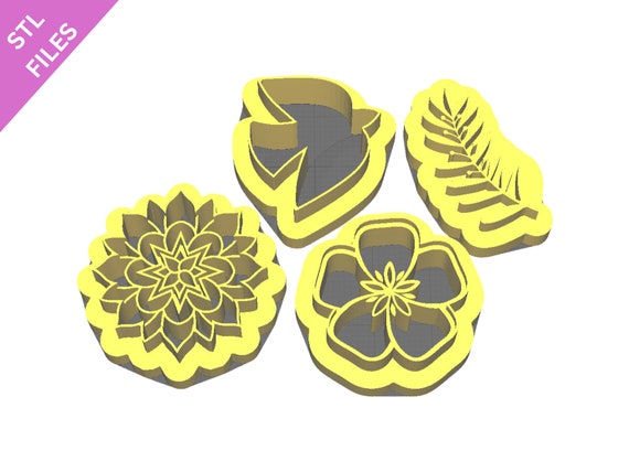 Digital STL files for 3D printing Clay cutters Earrings sharp version cutters Flower Leaf Mermaid cutters download files for resin machine