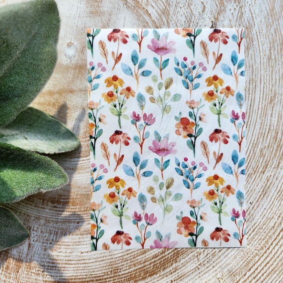 Clay transfer paper / Image transfer paper for clay / Water soluble paper for polymer clay / Watercolor flowers pattern transfer sheets