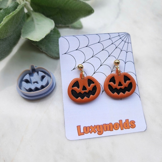 Halloween Polymer Clay cutters Stud earring clay cutters Earrings molds Polymer clay tool Scary pumpkin sharp cutter stamp