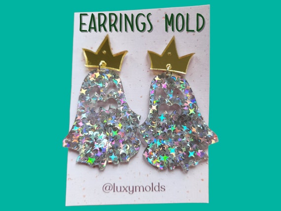 Silicone earrings mold / Silicone epoxy mold / Silicone UV resin molds / Halloween Ghost earrings silicone jewelry mold
