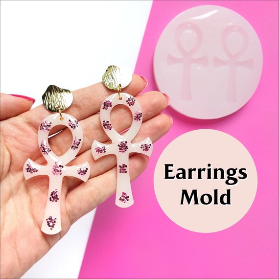 Silicone earrings mold "Ankh" Egyptian cross mould for resin and epoxy
