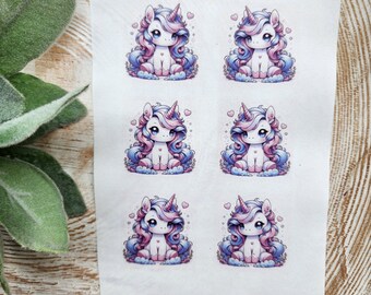 Unicorn Valentines Clay Transfer Paper, Water Soluble (3.54x4.92 in)