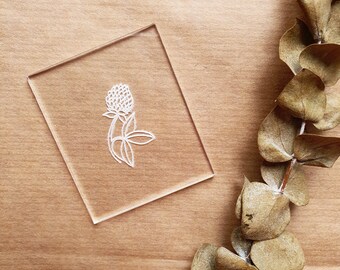 Embossing stamp for polymer clay "Clover" Floral texture plate Flower debossing stamp Acrylic stamps
