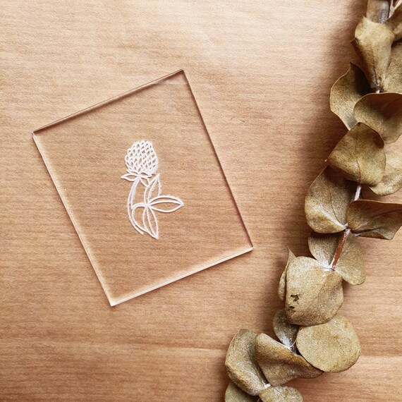 Embossing stamp for polymer clay "Clover" Floral texture plate Flower debossing stamp Acrylic stamps