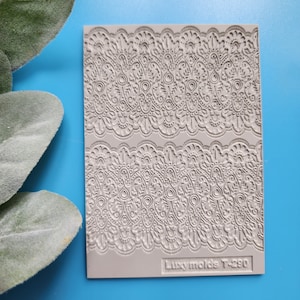 Polymer clay Texture tile Texture mat Clay stamp Polymer clay texture stencils &quot;Lace&quot; design clay texture Rubber mat T-290
