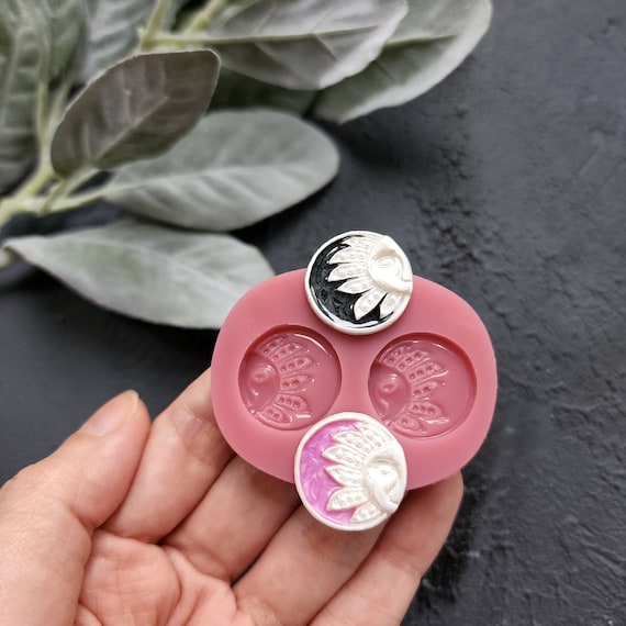 Silicone earrings mold / Silicone epoxy mold / Silicone stud earring moulds / Silicone UV resin molds / Sun jewelry mold / Clay tool
