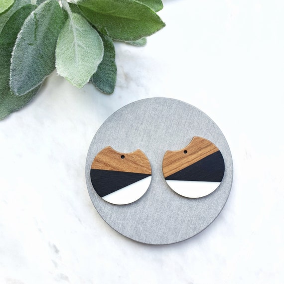 Wood Resin Charm Pendant Earrings components Earrings findings DIY jewelry connectors