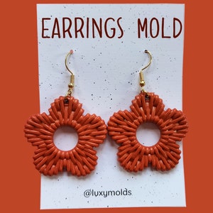 Silicone earrings mold / Silicone epoxy mold / Silicone UV resin molds / Rattan flower earrings silicone jewelry mold