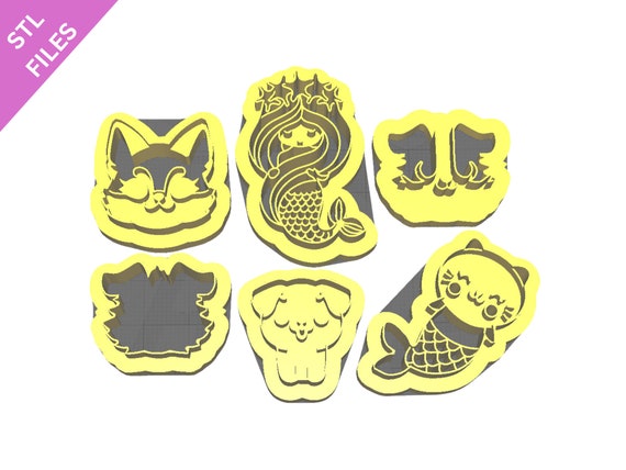 Digital STL files for 3D printing Clay cutters Earrings sharp version cutters Flower Leaf Mermaid cutters download files for resin machine
