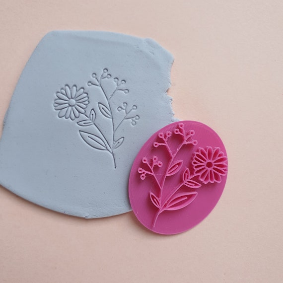 Flowers Earrings Polymer clay 3D Geometry Jewelry shapes stamp embossing