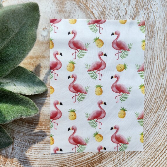 Clay transfer paper / Image transfer paper for clay/Water soluble paper for polymer clay/Watercolor flamingo flowers pattern transfer sheets