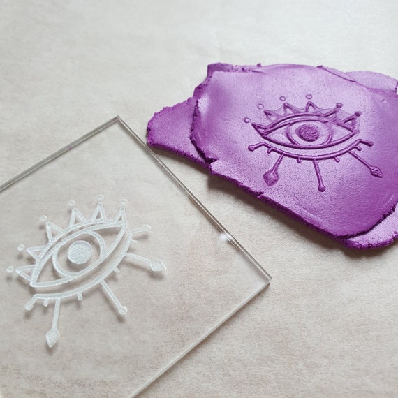 Embossing stamp for polymer clay "Magic Eyes" texture plate debossing stamp Acrylic stamps