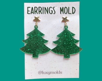 Christmas Tree Earrings Silicone Mold, Epoxy Resin DIY
