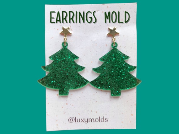 Silicone earrings mold / Silicone epoxy mold / Silicone UV resin molds / Christmas tree earrings silicone jewelry mold