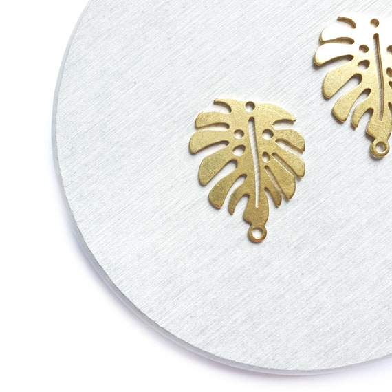 Monstera Earrings components Earrings findings DIY jewelry Raw brass charms connectors