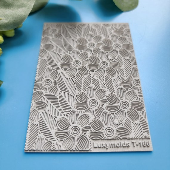 Polymer clay Texture tile Texture mat Clay stamp Polymer clay texture stencils "Botanic Flowers Leaves" T-166