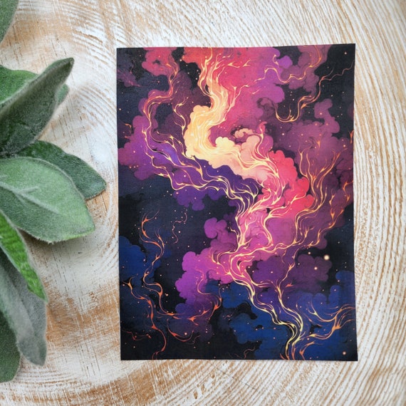 Fall Clay transfer paper / Image transfer paper for clay / Water soluble paper for polymer clay/Purple gold splatter pattern transfer sheets