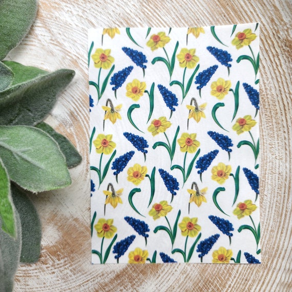Clay transfer paper / Image transfer paper / Water soluble paper for polymer clay / Flower pattern transfer sheet / Transfer paper for clay