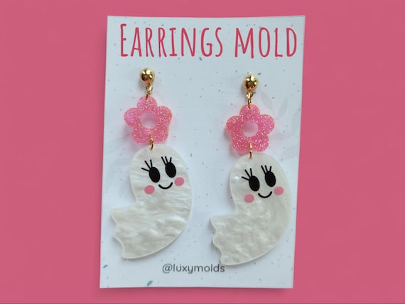 Silicone earrings mold / Silicone epoxy mold / Silicone UV resin molds / Halloween Ghost stud earrings silicone jewelry mold