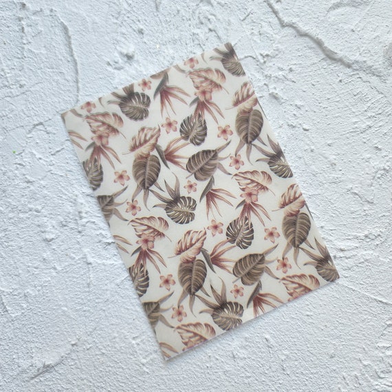 Water-soluble transfer paper for polymer clay craft "Tropic leaves"