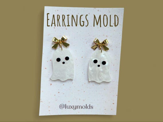 Silicone earrings mold / Silicone epoxy mold / Silicone UV resin molds / Halloween Ghost stud earrings silicone jewelry mold