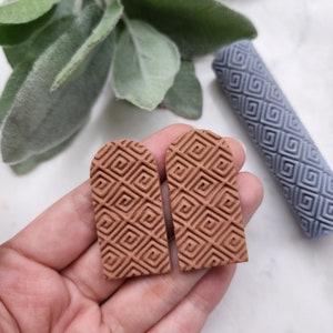 Polymer clay texture roller clay stamp 3D printed embossing tool "Geometric Greek pattern" Clay tool Polymer clay supplies Jewelry supplies