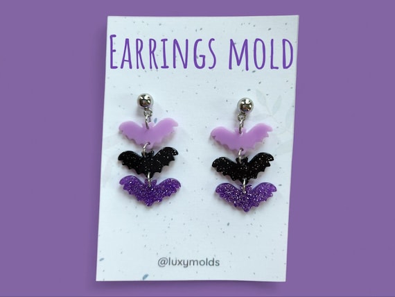 Silicone earrings mold / Silicone epoxy mold / Silicone UV resin molds / Halloween Bats earrings silicone jewelry mold
