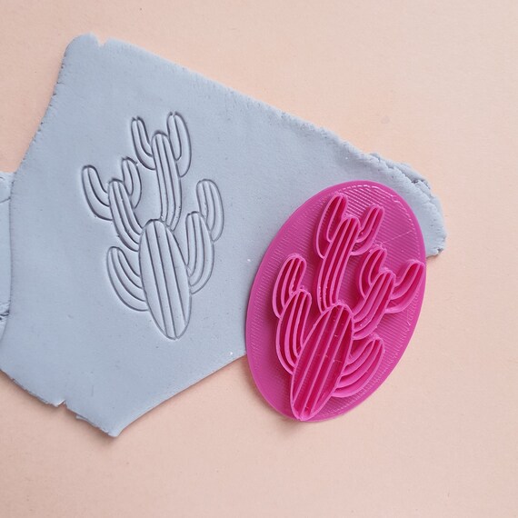Polymer clay stamp "Cactus" 3D printed embossing