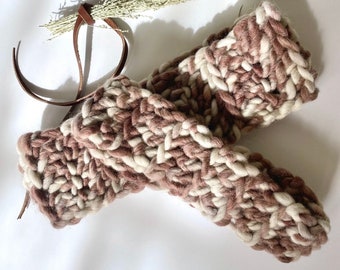 Matching Wool Ear Warmer Set, Crochet Ear Warmer, Knit Headband, Wool Ear Warmer Set