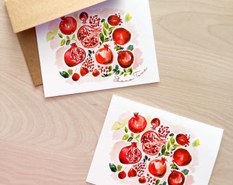 Paquete de 5 tarjetas de granada para Rosh Hashaná (tarjeta de Año Nuevo judío, tarjetas para festividades importantes, tarjeta para festividades judías, tarjeta de Shana Tová, juego de tarjetas de felicitación)