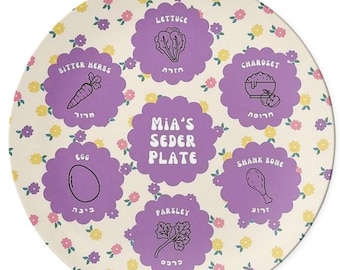 Plato de Séder personalizado: diseño floral ditsy (Pésaj)