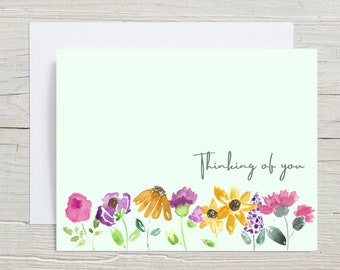 Thinking of you greeting card {stationary, floral greeting card, sick card, feel better card}