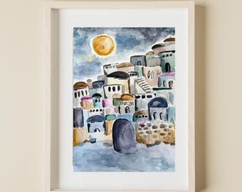 Impresión artística de la Ciudad Vieja de Jerusalén (impresión artística de Jerusalén, Ciudad Vieja, Israel)