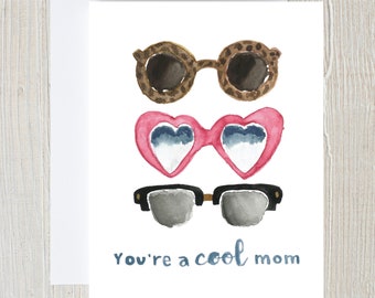Mother's Day Card: You're a Cool Mom {gifts for mom, baby shower card, gifts for her, mother's day gift, mom gift, girly card}