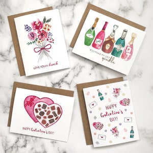 Galentine's Day Greeting Card Pack {Valentine’s Day, Stationery, Blank Card, Floral Watercolor, Girly, cute card}