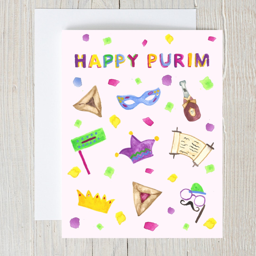 Happy Purim Card Pack {purim Mishloach Manot, Jewish Greeting Card ...