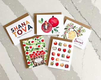 Rosh Hashana assorted card pack of 5 {Jewish new year card, high holiday cards, Jewish holiday card, shana tova card, greeting card set }