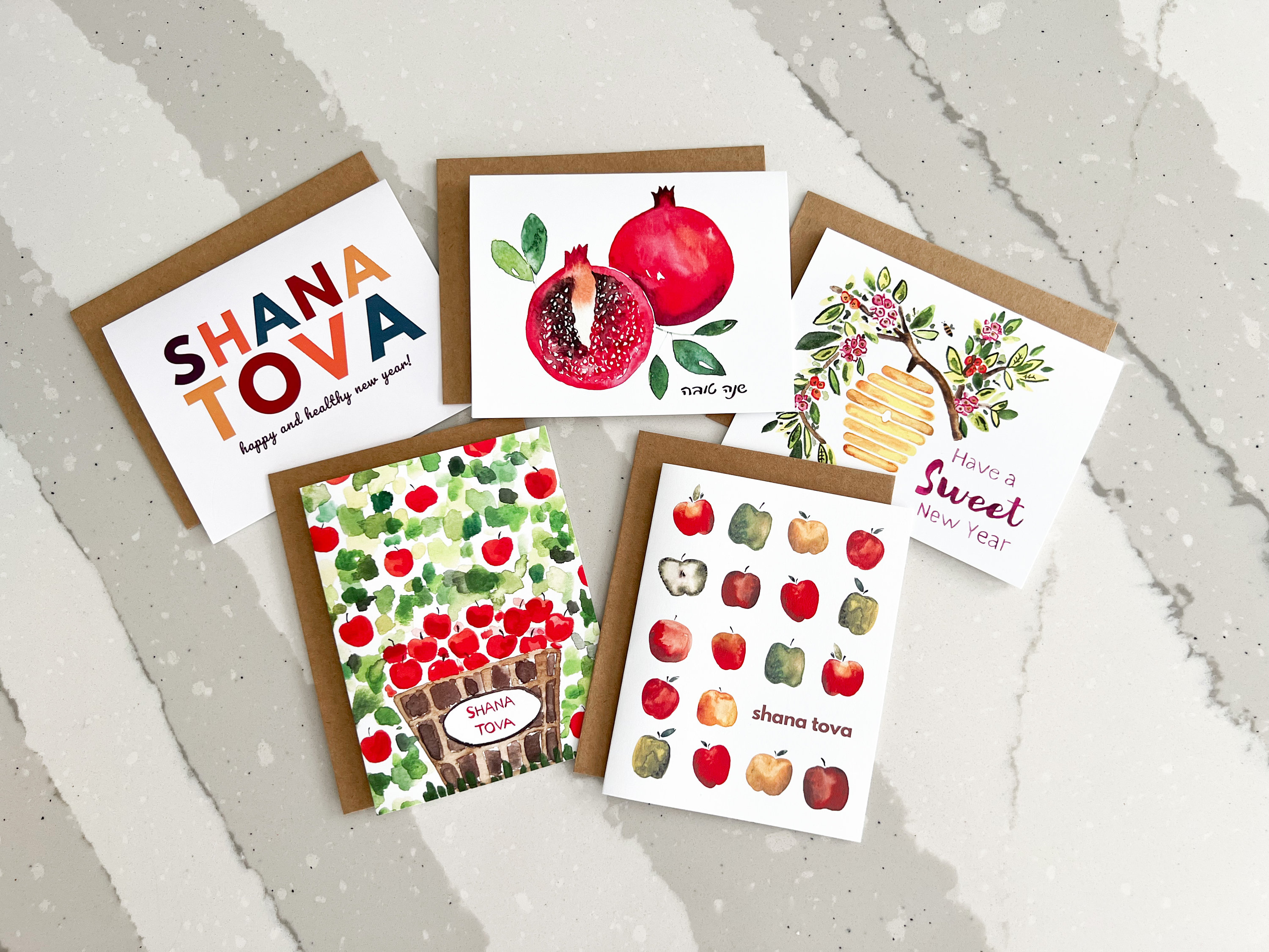 Rosh Hashanah Grußkarten Mit Davidstern – Set Of 12, 15 X 15 Cm, Mit Umschlägen