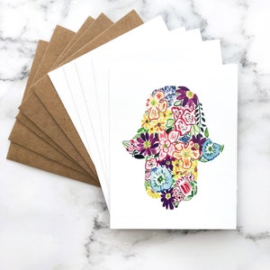 Hamsa Notecard Stationery: Floral Hamsa