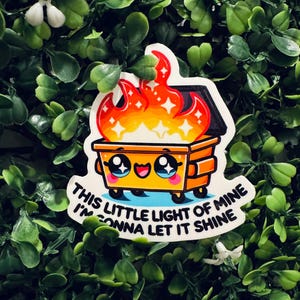 Dumpster Fire Vinyl Sticker | Funny Glossy 2.5-Inch Sticker for Laptops, Water Bottles, and Journals