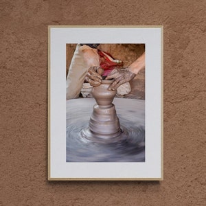 ネパールの手作り粘土陶器｜壁掛けアート写真プリント｜ギフトに最適