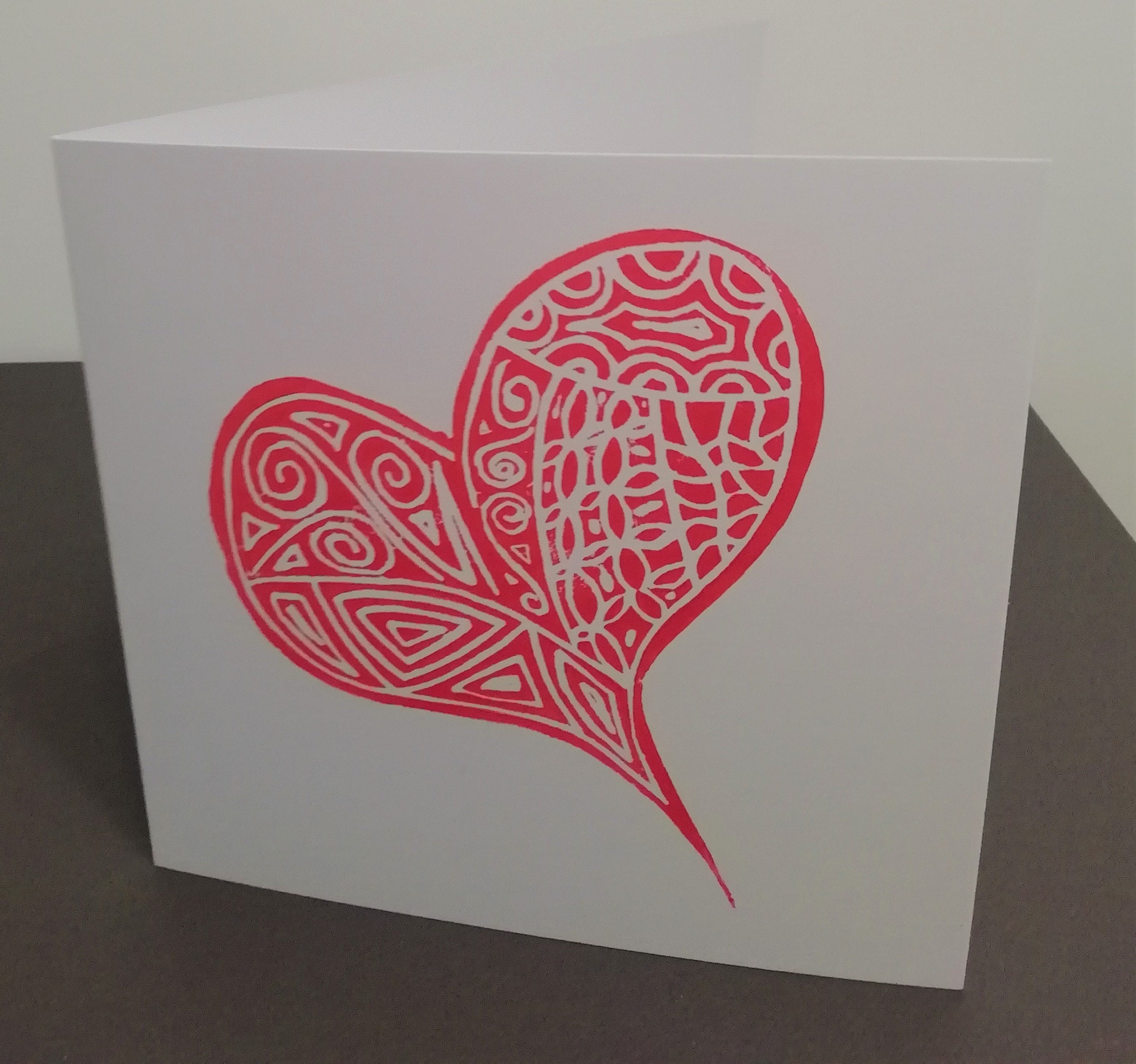 Handmade Linocut Heart Card Etsy