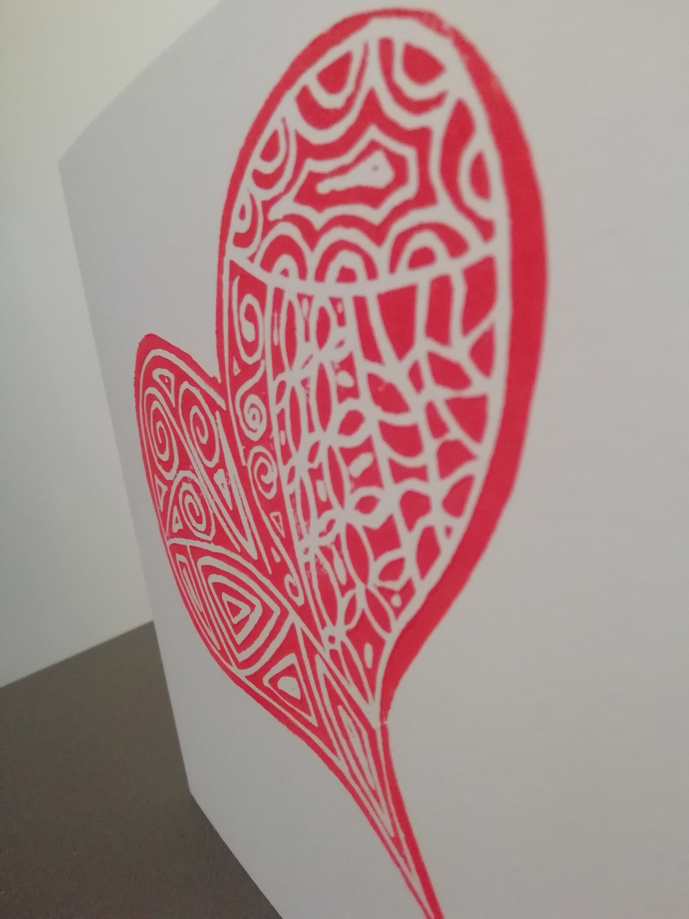 Handmade Linocut Heart Card Etsy