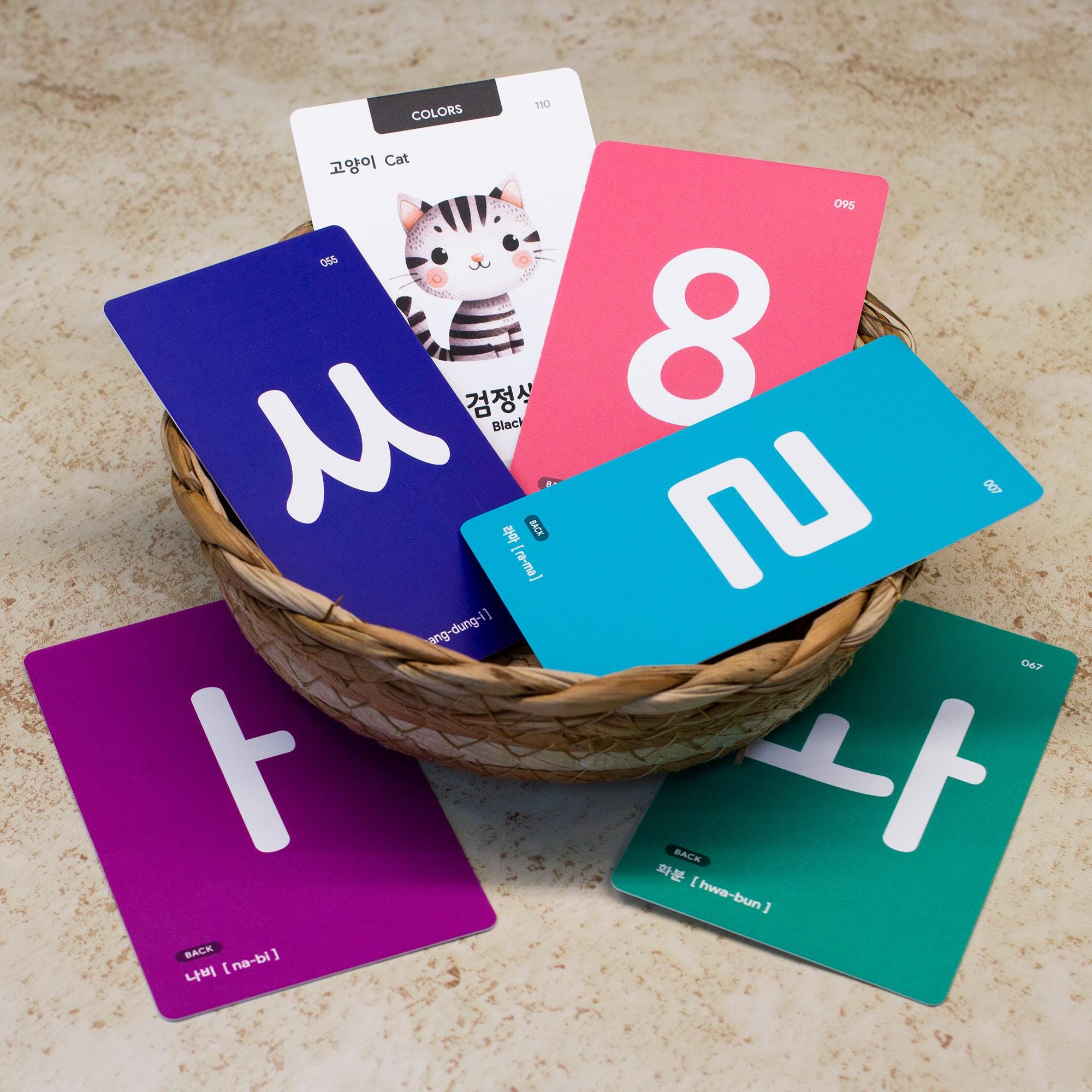 Korean Hangul Flashcards for Beginners Including Numbers & Colors With ...