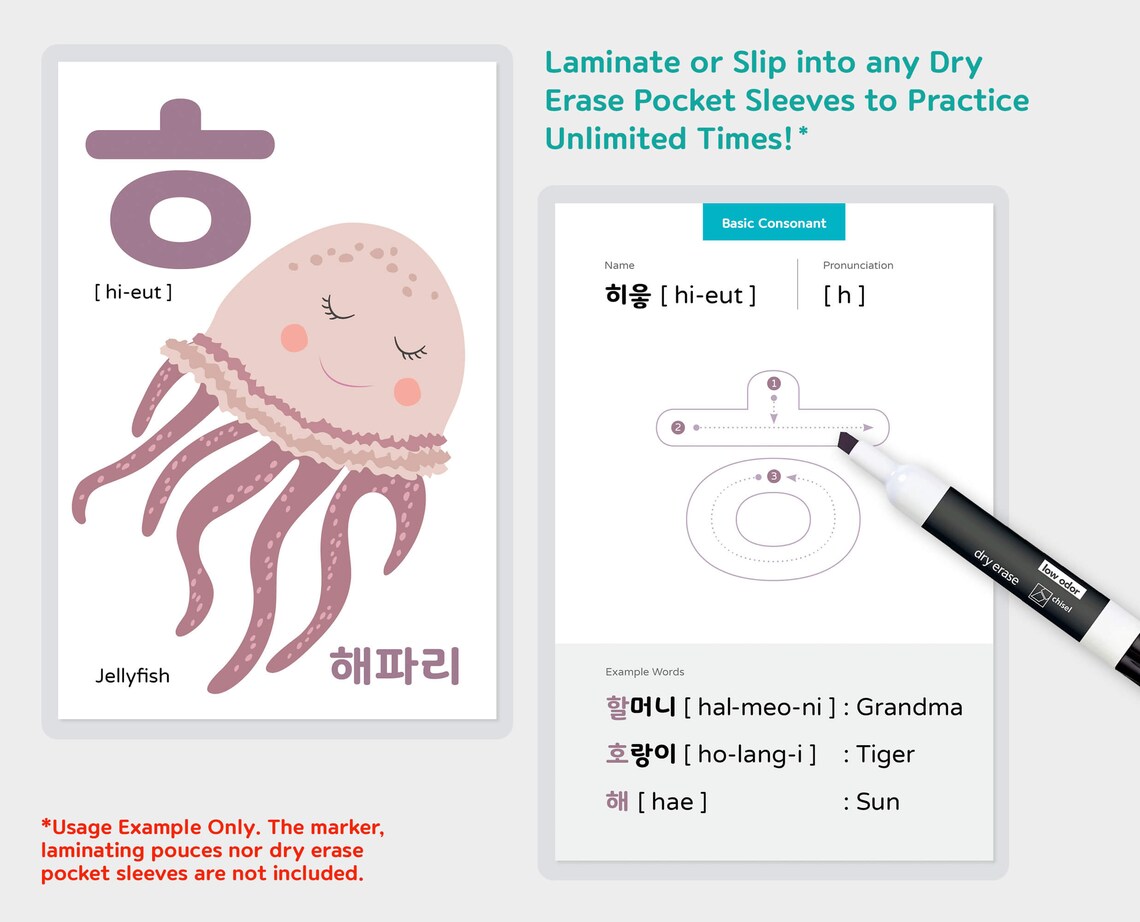 Printable Korean Alphabet Flashcards Comprehensive Set | Etsy